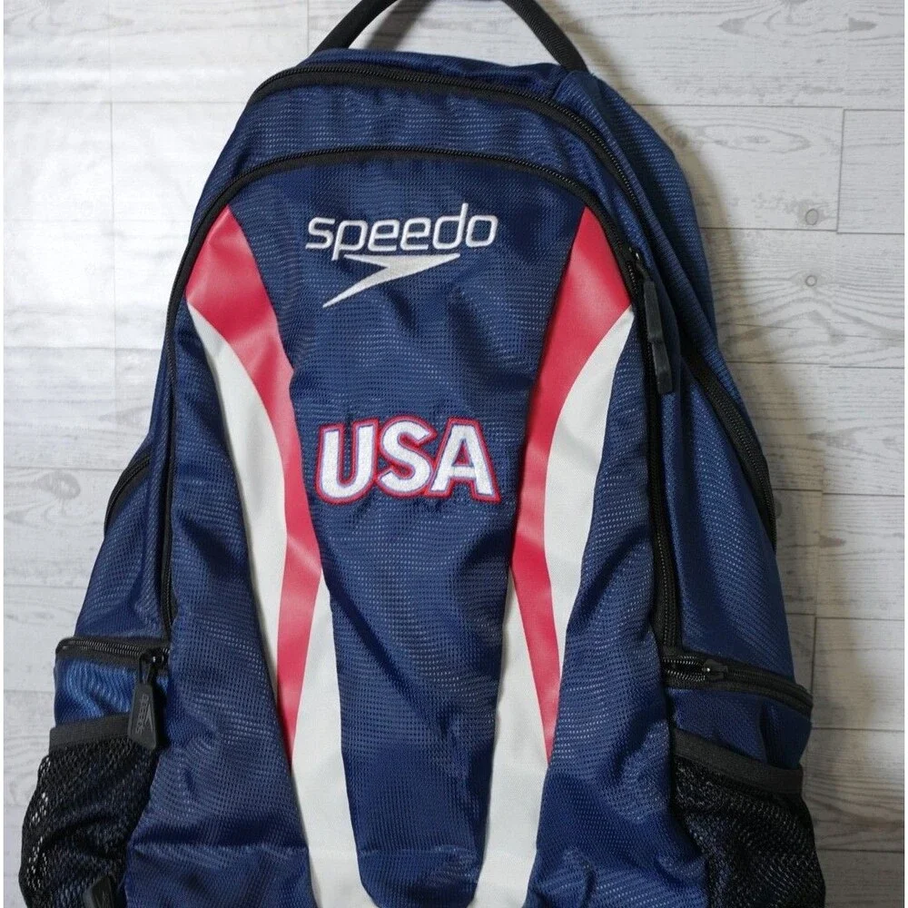 Speedo USA Gold Medalist Swim Large 35L  Backpack Book Bag Red White Blue